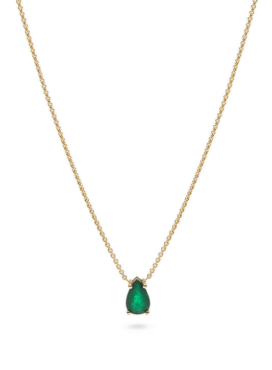 Natural Emerald Pendant Necklace Gold 14K Chain