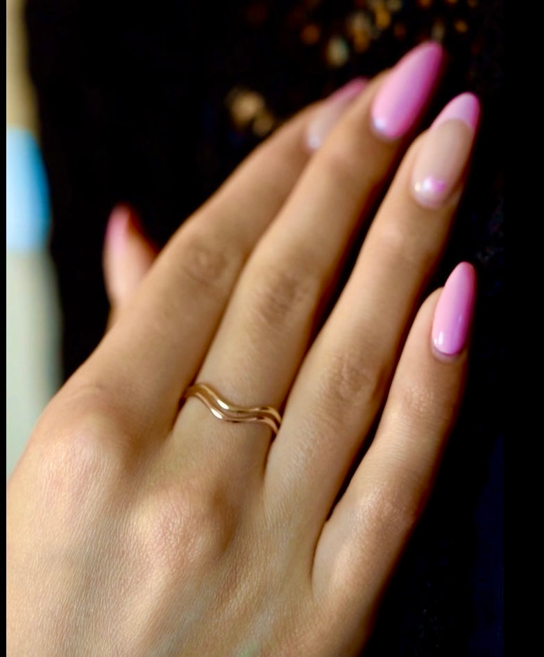 14k Rose Gold Stackable Wave Rings